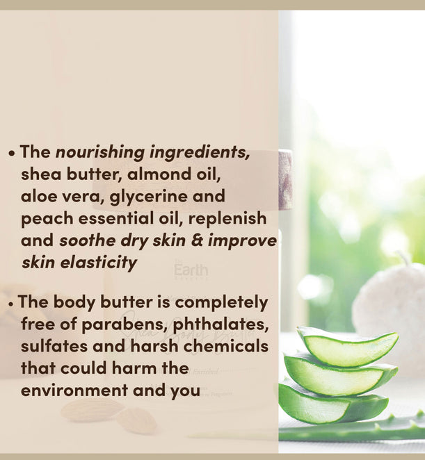 Natural Peaches Shea Body butter, Almond Oil Enriched - The Earth Reserve - 160gm