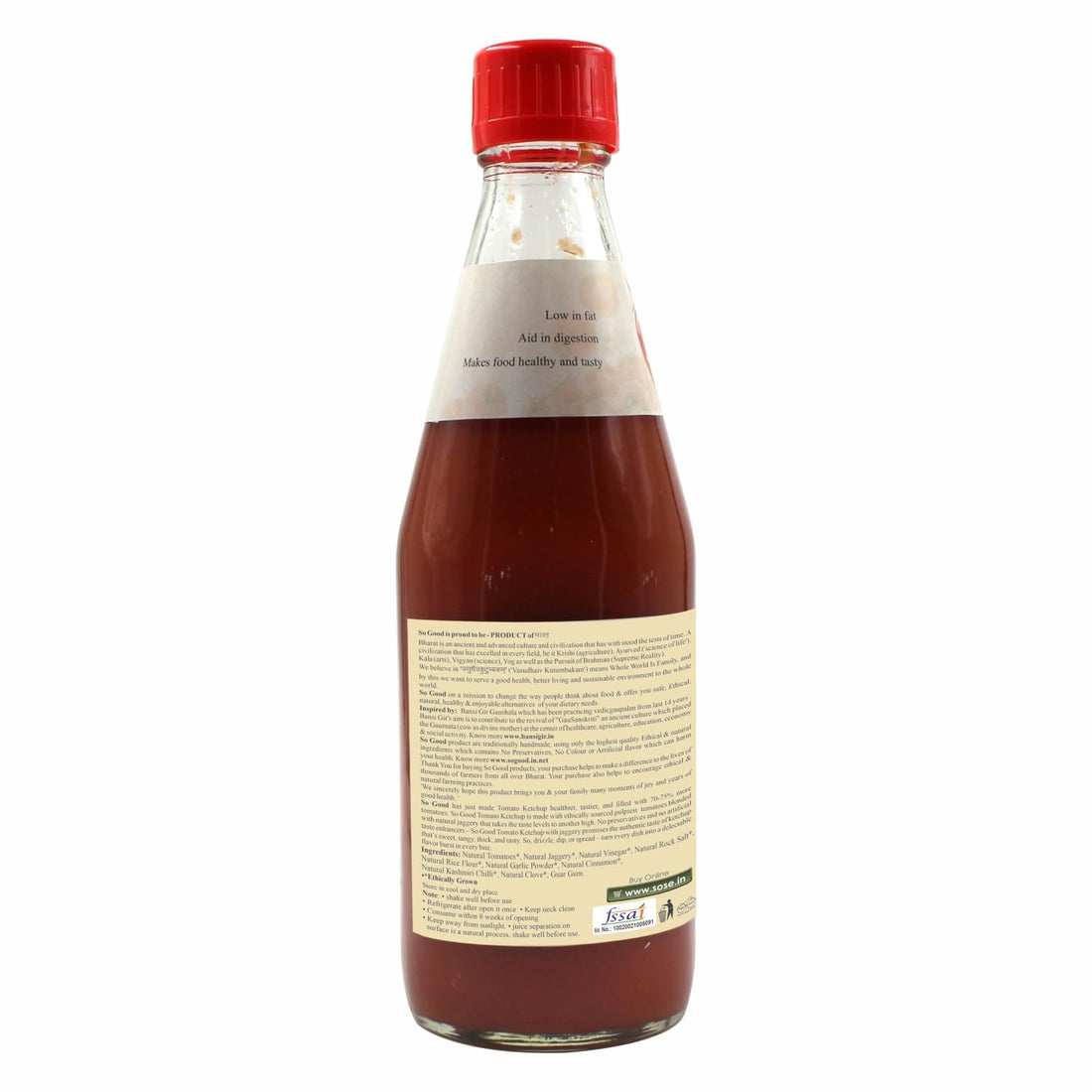 Tomato Ketchup | 70% Tomatoes (Sweetened With Jaggery) - Natural - No Added Flavors, Colour, Chemicals &amp; No Added Preservatives - So Good - 480gm