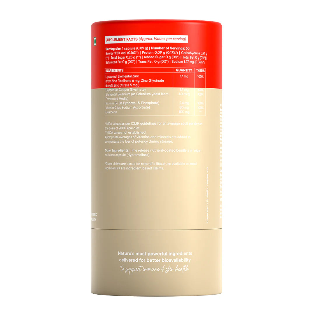 Liposomal Zinc Complex  (Chelated) - Bioavailable, Preservatives Binders &amp; No Dyes - Wellbeing Nutrition - 60 Capsules