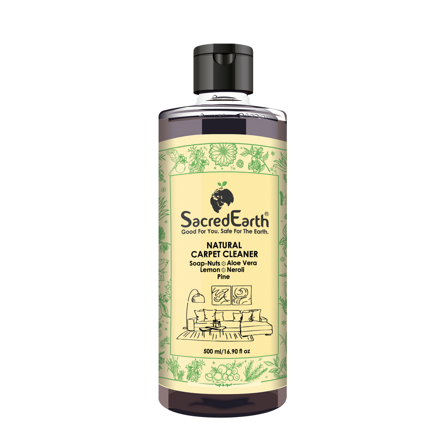 Carpet Cleaner | Natural Carpet Cleaner - Soap Nuts - Aloe Vera - Lemon - Neroli - Pine - Natural - Environment Friendly, No Artificial Additive, Fragrances, Enzymes &amp; Bleaches - Sacred Earth – 500ml