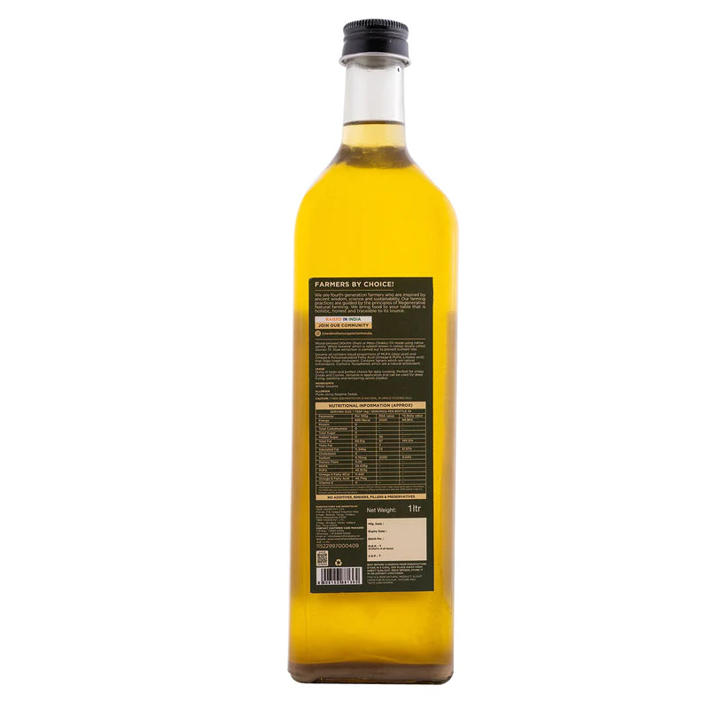 Safflower Oil | (Kardi Ka Tel) - Wood Pressed - Single Filtered - Unrefined - Natural - High In Oleic Acid, No Added Additives, Preservatives &amp;amp; No Added Chemicals - Two Brothers - 1000ml