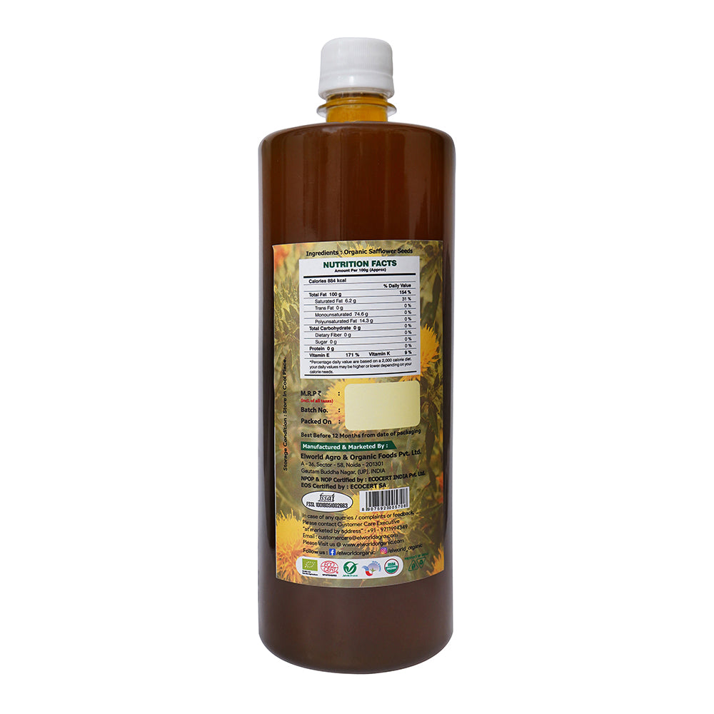 Safflower Seed Oil | Cold Pressed - Elworld Organic - 1000ml