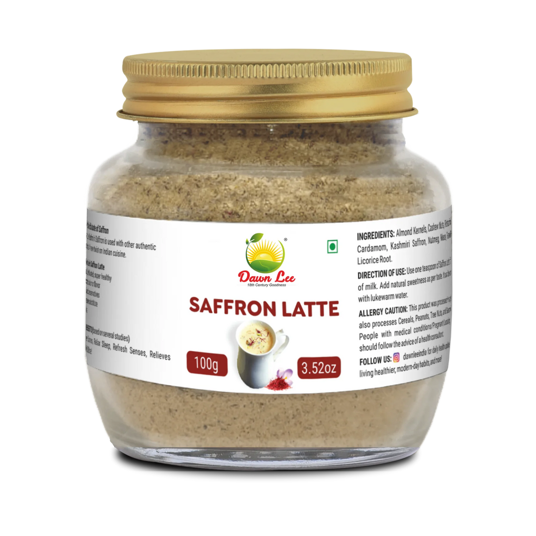 Saffron Latte | Caffeine Free And Calming - Luxurious Drink - No Added Preservatives – Dawn Lee – 100gm