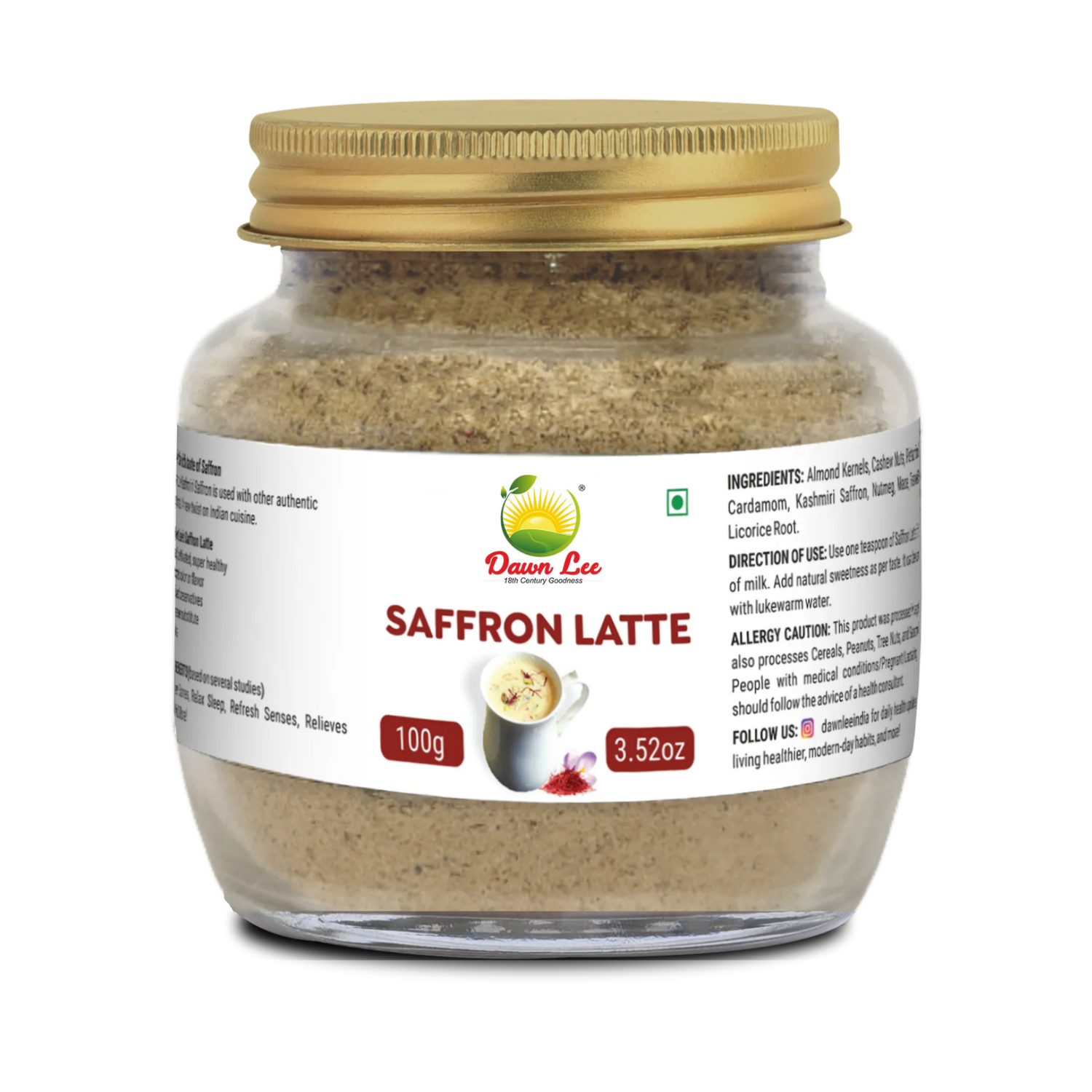 Saffron Latte | Caffeine Free And Calming - Luxurious Drink - No Added Preservatives – Dawn Lee – 100gm