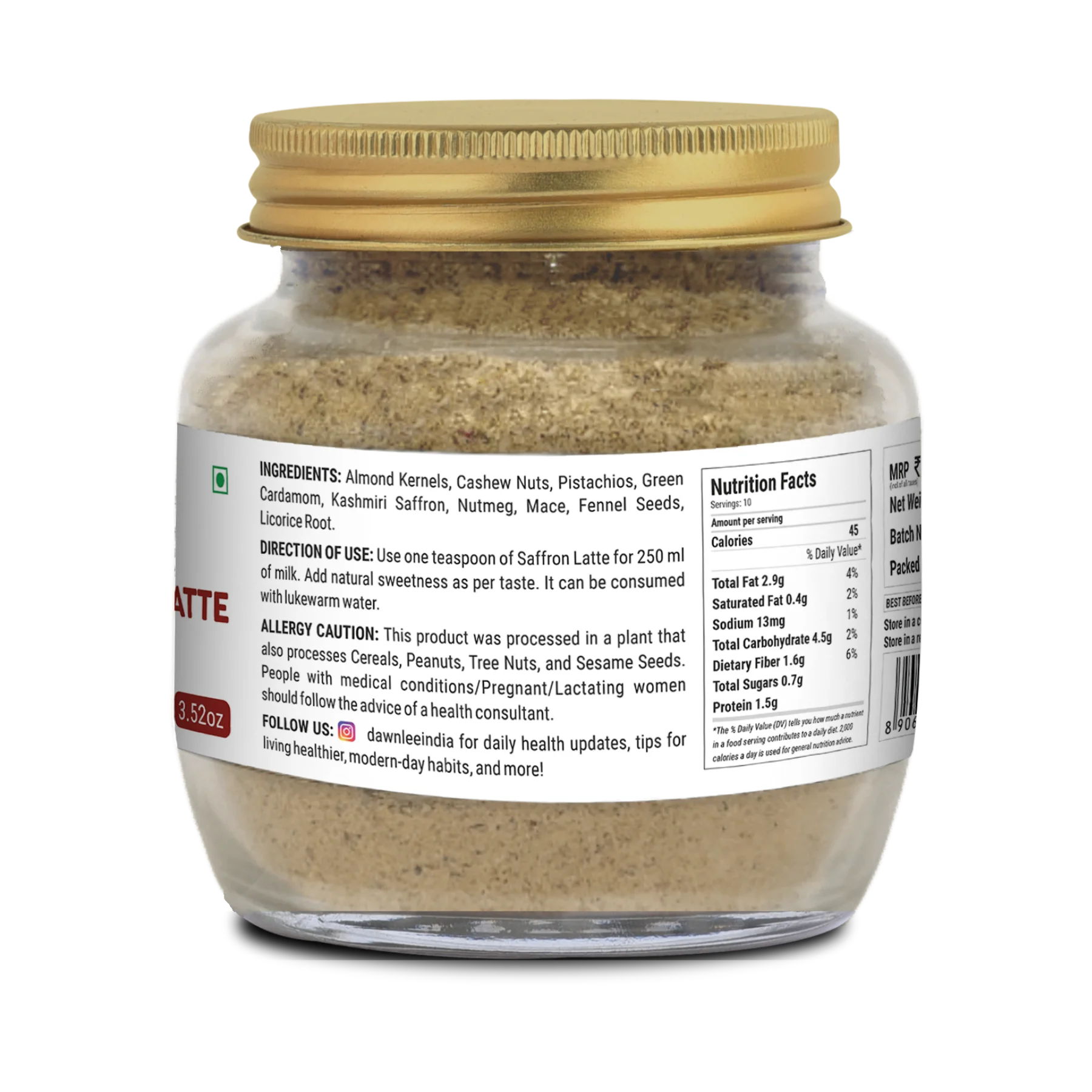 Saffron Latte | Caffeine Free And Calming - Luxurious Drink - No Added Preservatives – Dawn Lee – 100gm