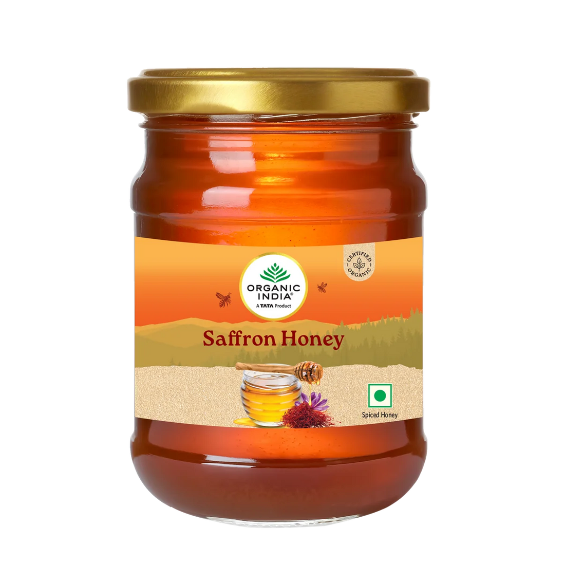 Honey | Saffron Honey -Goodness of Antioxidants -No preservatives- Organic India - 125gm