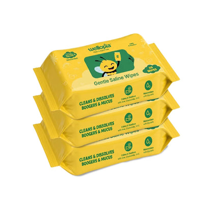 Wipes  | Gentle Saline Wipes (Age 6 Months +)  - Made Of Natural Saline (Unscented)-Safe for Repeated Use, No Parabens,No Alcohol – Wellopia- ( Single Pack x 30wipes)