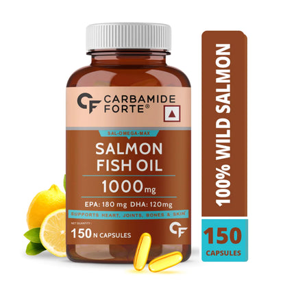 Salmon Fish Oil Capsule | Sal Omega Max - Supports Heart, Joints, Bones &amp; Skin Health - Rich In Omega 3 Fatty Acids EPA &amp;amp; DHA, Mercury Free &amp;amp; Non GMO - Carbamide Forte - (1000mg) - 150 Softgels Capsule