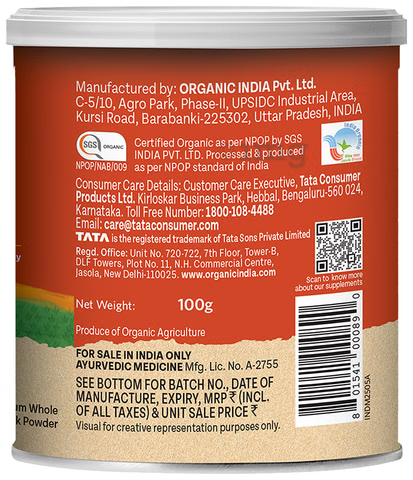 Salt Isabgol Pre &amp; Probiotic Fibre (Orange)-Gluten Free- Psyllium Whole Husk Powder - Oragnic - Herbal Supplements-Supports Digestion , Boosts immunity  - Organic India - 100gm