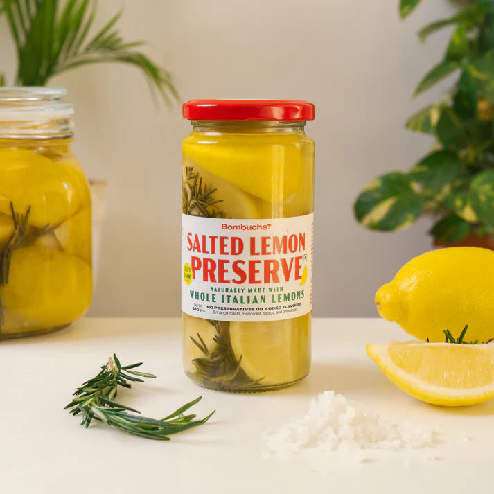 Lemon Preserve | Salted (Naturally Made With Whole Italian Lemons) - Zesty Umami - No Preservatives & No Added flavours - Bombucha - 380gm