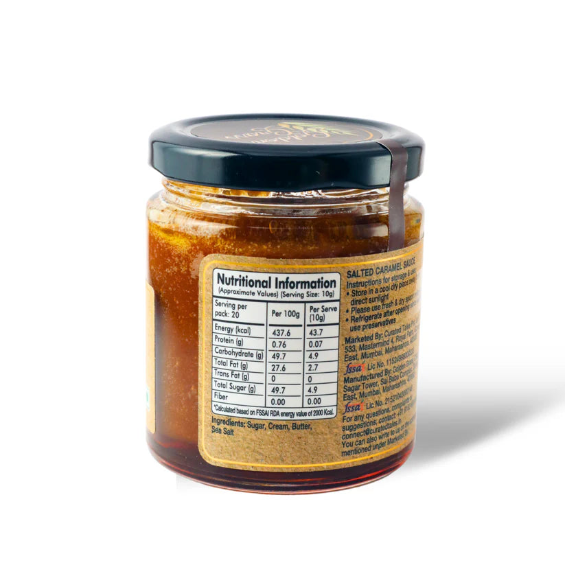 Sauce | Salted Caramel Sauce (Home Made With Probiotic Goodness) – 100% Natural - No Added Colour &amp; No Added Preservatives – Golden Grass – 200gm