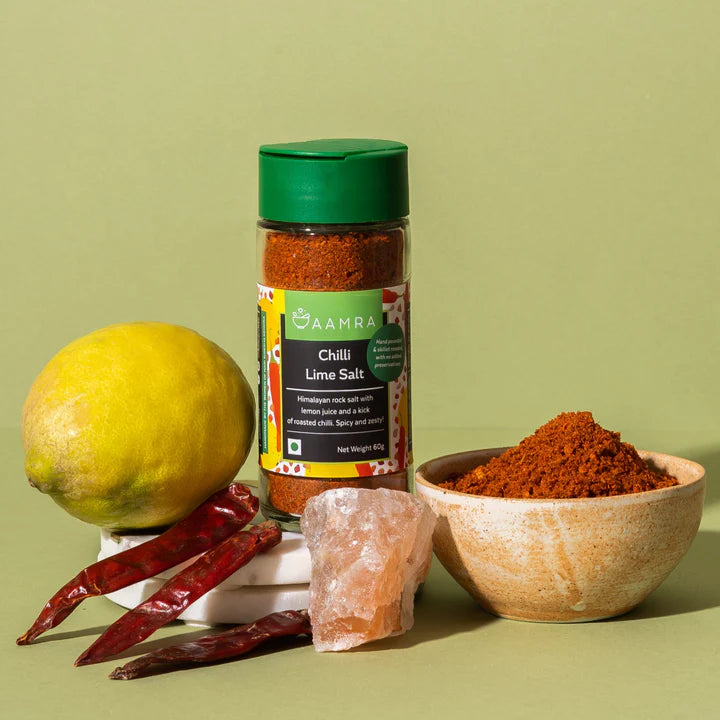 Salt | Chilli Lime Salt - Fragrant &amp; Spicy - Hand pounded - No Artificial Preservatives - Aamra - 70gm