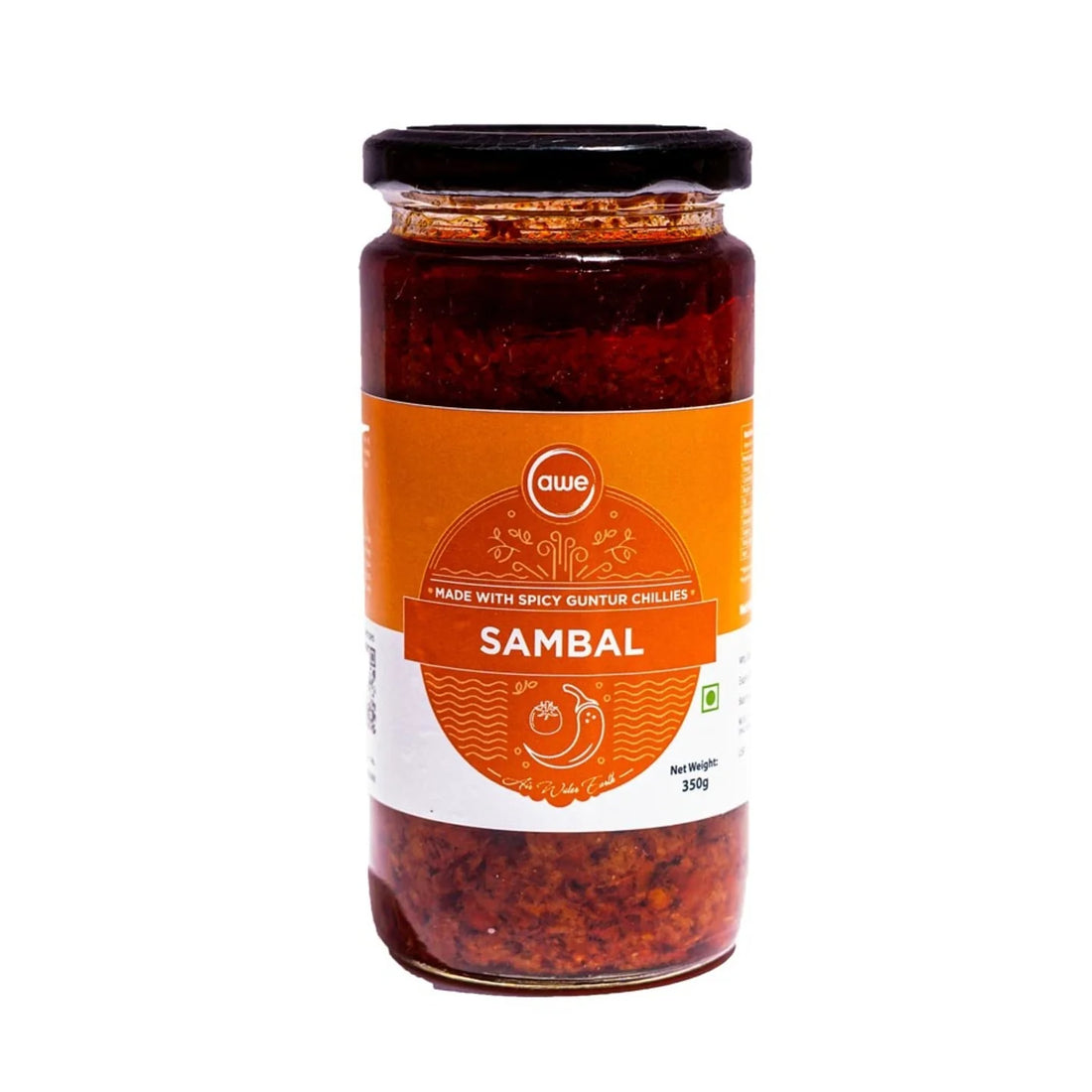 Sambal Sauce | Malaysian (Made From Chillies, Spices, Herbs & Aromatics) - Vegan, No Added Preservatives & No Msg - Awe - 350gm