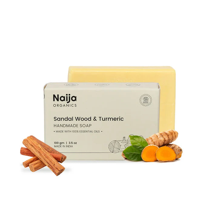 Soap | Sandal Wood &amp; Turmeric Soap - Handmade Soap- Made With 100% Essential Oils  – 100% Vegan, Sulphate Free, Cruelty-Free, – Naija Organics– 100gm