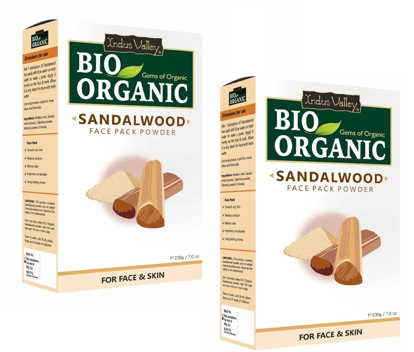 Face Pack | Sandalwood Face Pack Powder - For Face &amp;amp; Skin - USDA Organic - Vegan &amp;amp; No Added Chemicals - Indus Valley – 200gm