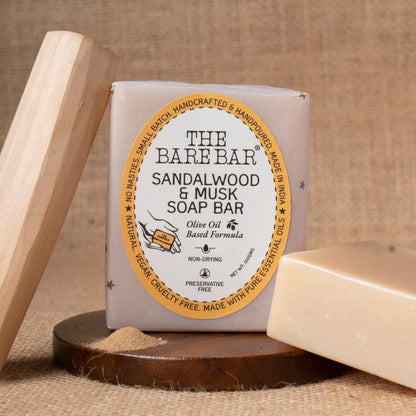 Soap | Sandalwood And Musk – Chemical Free – The Bare Bar – 100gm