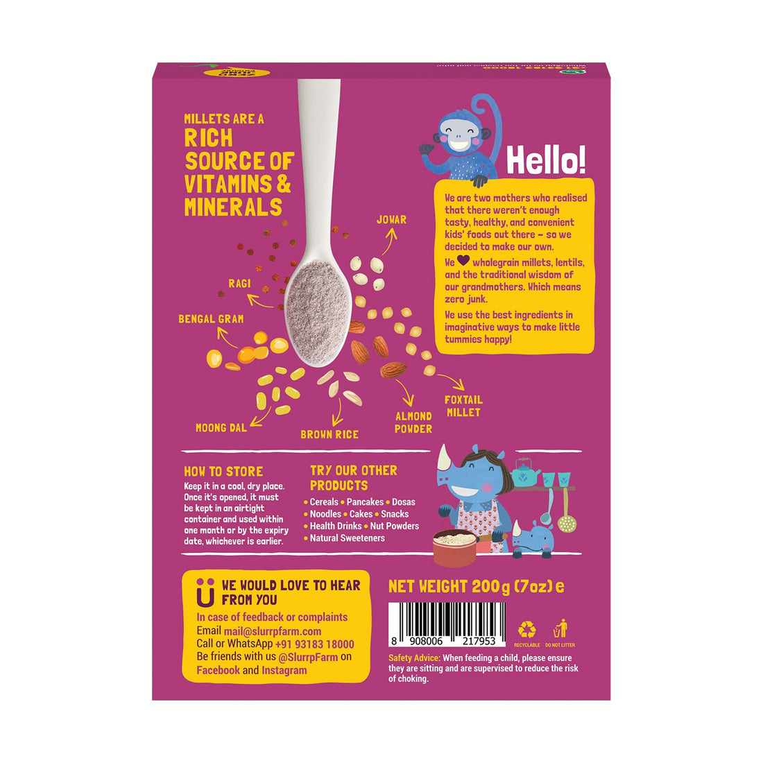 Sathu Maavu Porridge Mix – No Added Sugar & No Salt - Slurrp Farm – 200gm