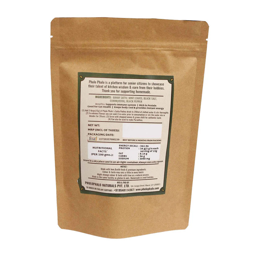 Sattu Pudina Drink | 100% Natural - High In Protein - Phulo Phalo - 250gm