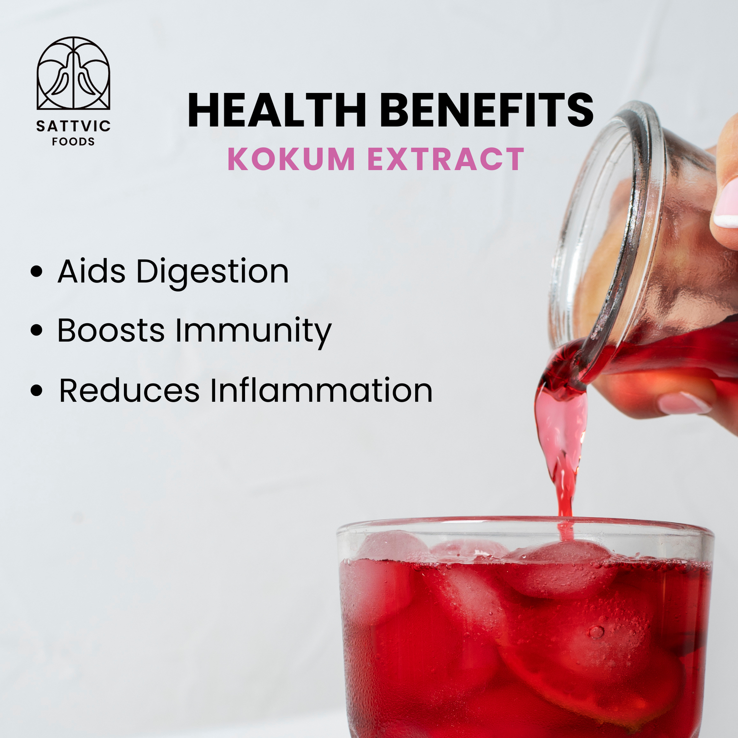Kokum Extract | No Added Sugar &amp; No Added Preservatives - Sattvic Foods - 250ml