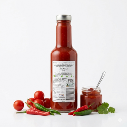 Sauce |Hot Tomato Sauce (Australian Sauce) -Vegan, Gluten Free - No Preservatives &amp; No Artificial Colours - Beerenberg - 300ml