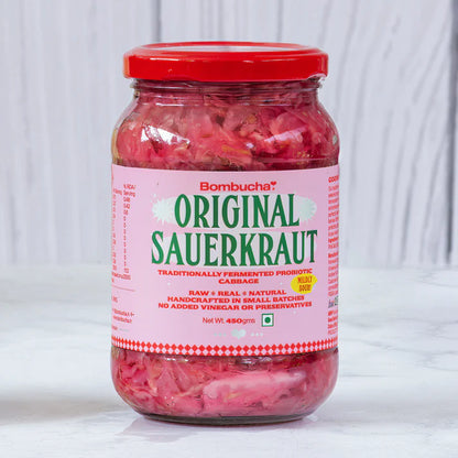 Original Sauerkraut | Traditionally Fermented Probiotic Cabbage - Raw - Real - Natural - No Added Vinegar &amp;amp; No Added Preservatives - Bombucha - 450gm