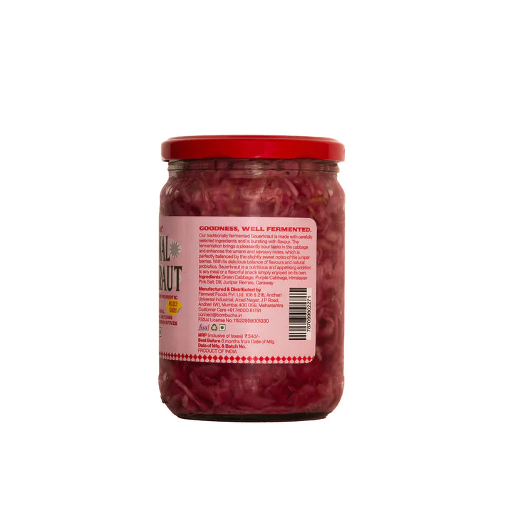 Original Sauerkraut | Traditionally Fermented Probiotic Cabbage - Raw - Real - Natural - No Added Vinegar &amp;amp; No Added Preservatives - Bombucha - 450gm (Copy)