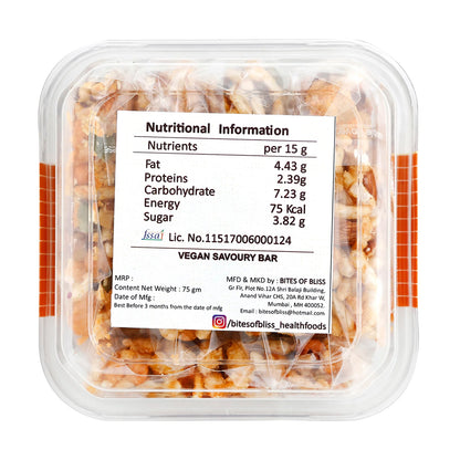 Savoury Bar Bite | Vegan, Gluten Free, No Added Preservatives &amp; No Added Sugar – Bites Of Bliss – 75gm