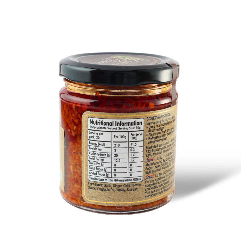 Sauce | Schezwan Sauce (Home Made With Probiotic Goodness) – 100% Natural - No Added Colour &amp; No Added Preservatives – Golden Grass – 200gm
