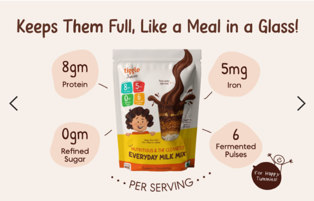 Chocolate Powder | Everyday Milk Mix - Superrr Chocolatey -No Preservatives, No Refined Sugar, No Synthetic Vitamins  - Tiggle  350gm