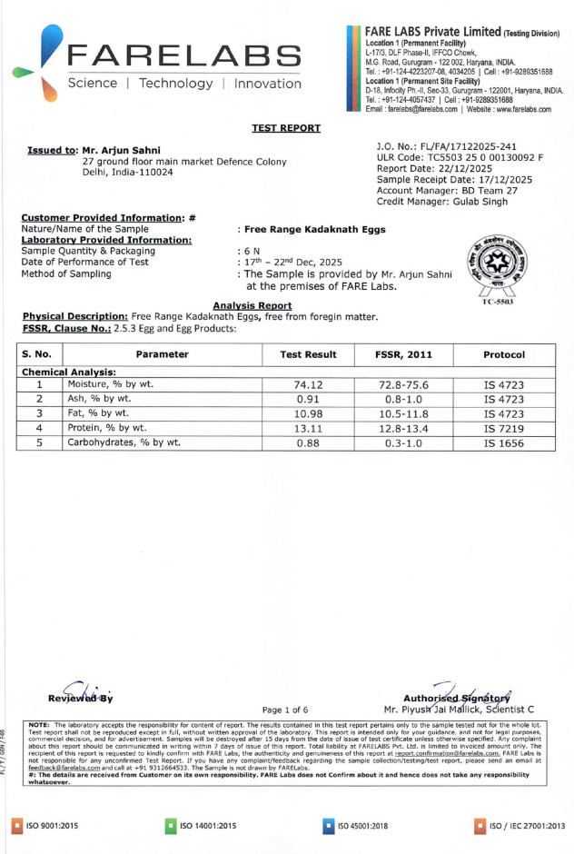 Eggs | Kadaknath Eggs - Pasture Raised - No Antibiotics &amp; Hormone Free - Natural, High Protein &amp; Low Fat - 12 Eggs