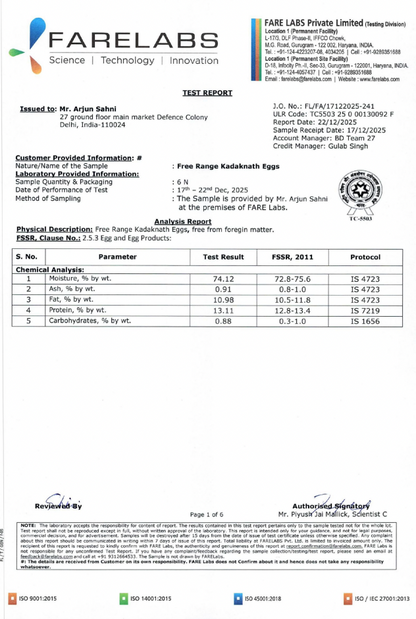Eggs | Kadaknath Eggs - Pasture Raised - No Antibiotics &amp; Hormone Free - Natural, High Protein &amp; Low Fat - 12 Eggs