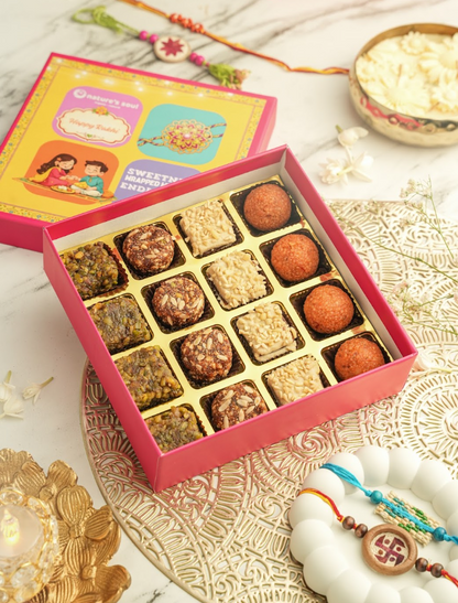 Rakhi Wala Mithai Box - Vegan, Gluten Free &amp; Refined Sugar Free - Box of 4x4