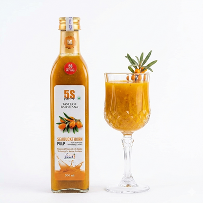 Juice | Sea buckthorn Juice - Taste Of Sanjeevani - 100% Pulp &amp;amp; Juice - No Added Artificial Colors, Distillation &amp;amp; No Added Preservatives - 5s Farm - 700ml