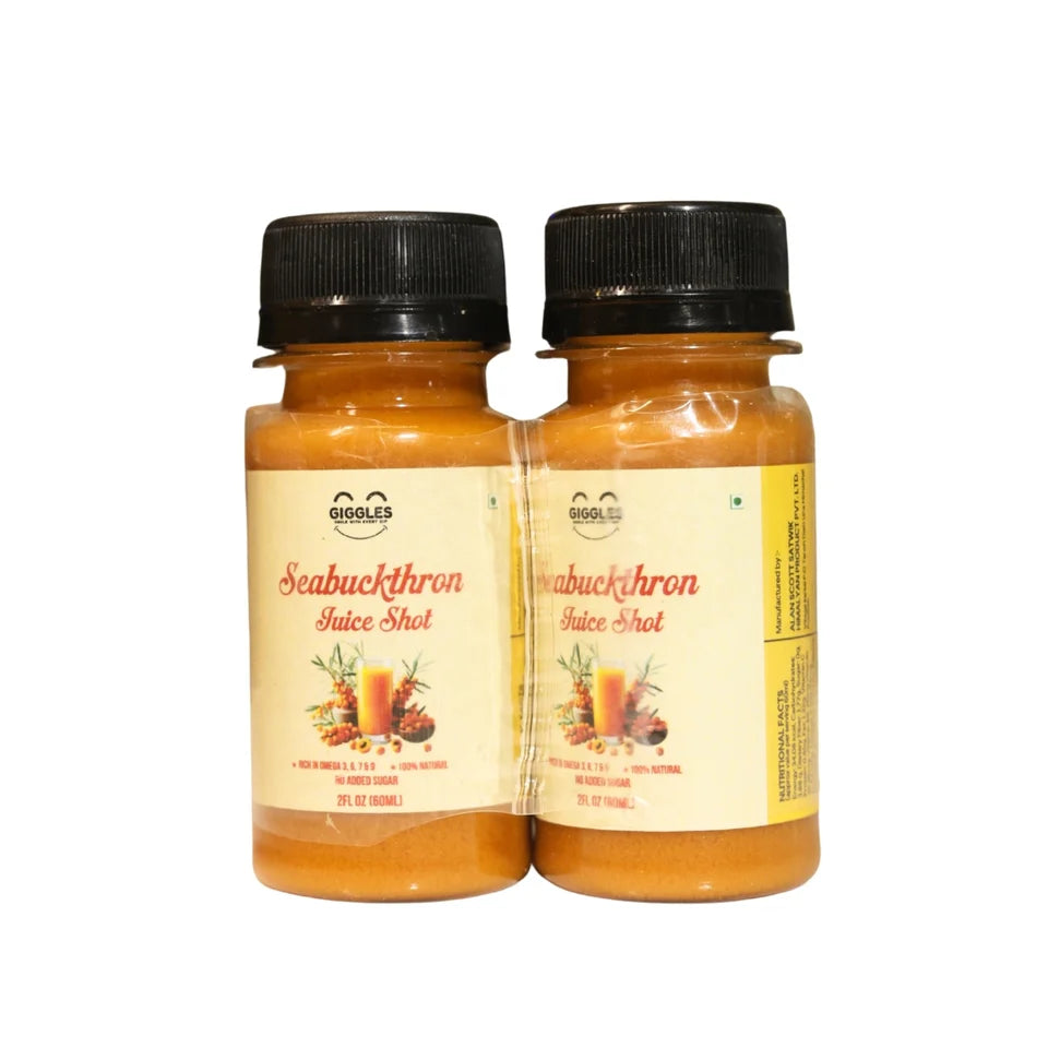 Juice| Seabuckthorn Juice Shot – High Vitamin C , Immunity, Skin &amp; Heart Health - 100% Natural &amp; No Added Sugar - Giggles - 240ml
