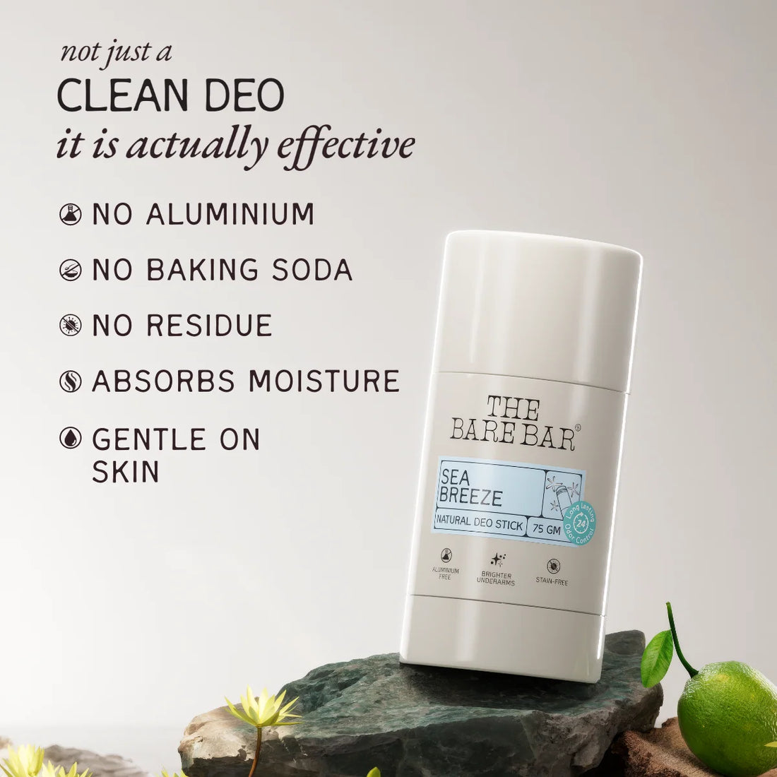 Deodorant | Sea Breeze Deodorant Stick (Deo Stick) -Vegan, No Artificial Fragrances, Paraben Free &amp;amp; No Added Preservatives- The Bare Bar - 75gm