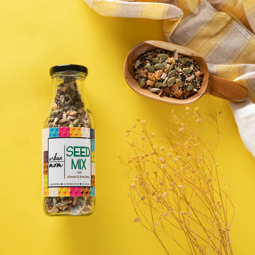 Seed Mix | With Almond &amp; Dry Dates - Vegan, Gluten Free, Keto Friendly, High In Protein, Sugar Free &amp; Preservatives Free – Urban Mom – 170gm