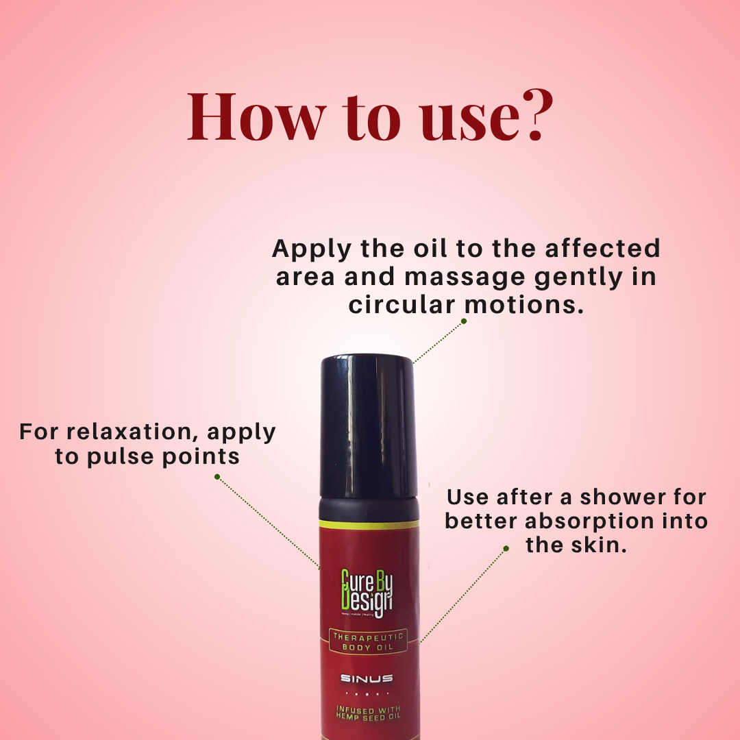 Body Oil | Theraputic Body Oil (Sinus) - Infused With Hemp Seed Oil - Cure By Design - 10ml