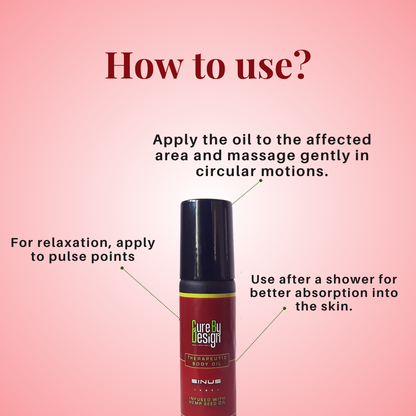 Body Oil | Theraputic Body Oil (Sinus) - Infused With Hemp Seed Oil - Cure By Design - 10ml