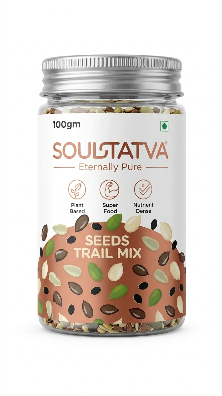 Trail Mix - Seed Trail Mix - Vegan, Gluten-Free, USDA Organic - Plant Based, Super Food, Nutrient Dense-High Dietary Fibre, Good Source Of Iron-No Chemical Preservatives &amp; Additives - Soultatva – 100gm