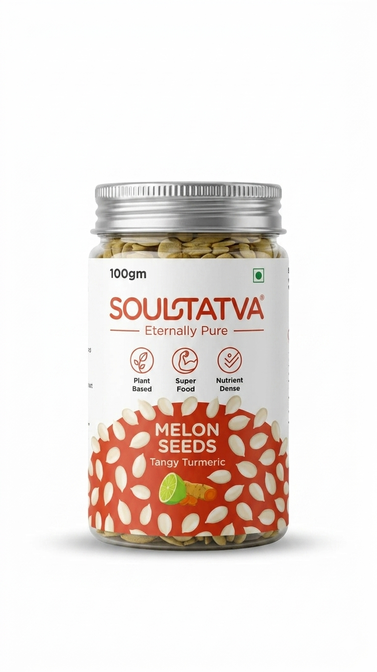 Melon Seeds (Tangy Turmeric)  -USDA Organic- Vegan, Gluten-free -Plant Based, Super Food, Nutrient Dense -No Chemical Preservatives &amp; Additives - Soultatva – 100gm