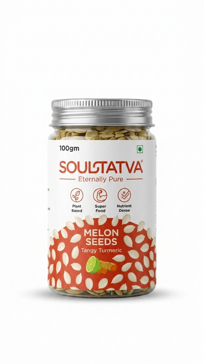 Melon Seeds (Tangy Turmeric)  -USDA Organic- Vegan, Gluten-free -Plant Based, Super Food, Nutrient Dense -No Chemical Preservatives &amp; Additives - Soultatva – 100gm