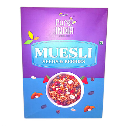 Muesli | Seeds &amp; Berries Muesli – Supports Bone Health – High In Antioxidant And Whole Grain &amp; No Added Preservatives – Mrt Organic – 500gm