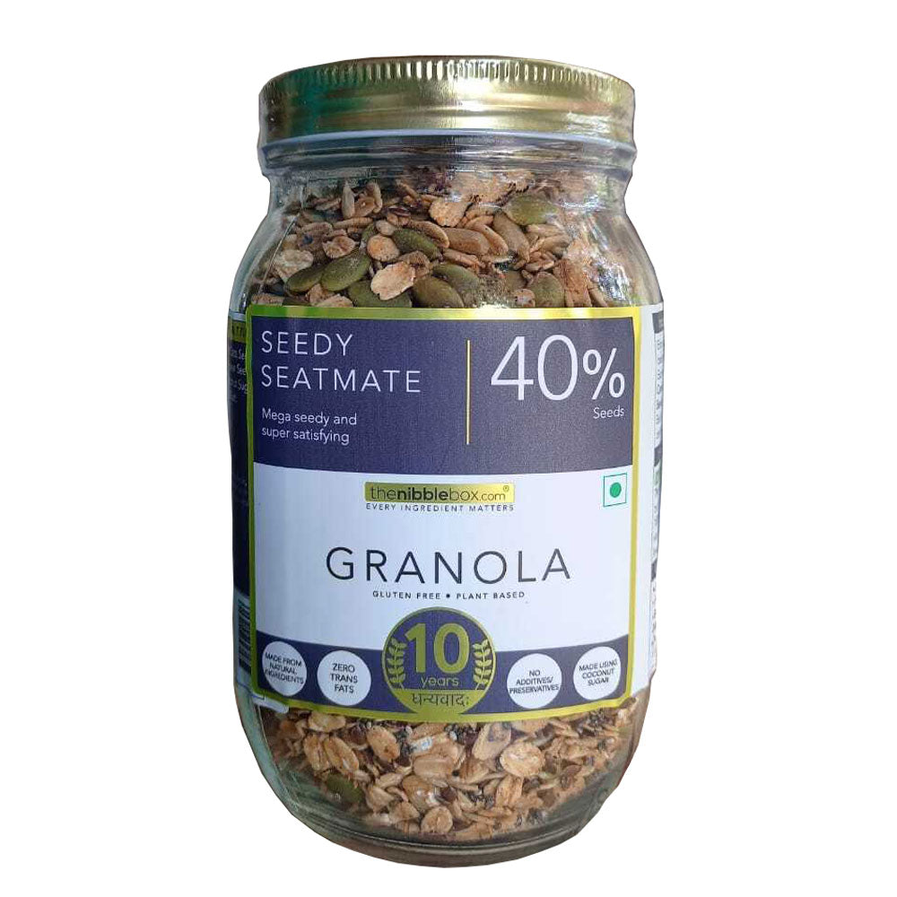 Seedy Seatmate Granola Jars - Vegan, Gluten Free &amp;amp; Zero Processed Sugar - The Nibble Box - 500gm