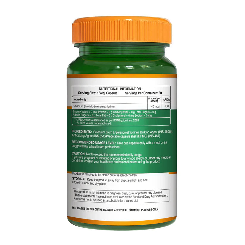 Selenium | Supports Immune Function &amp; Antioxidant Protection – Pure Nutrition – (40mcg) – 60 Veg Capsules