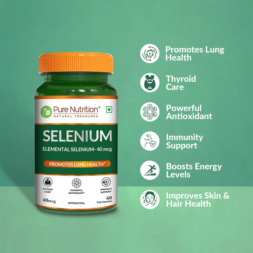 Selenium | Supports Immune Function &amp; Antioxidant Protection – Pure Nutrition – (40mcg) – 60 Veg Capsules