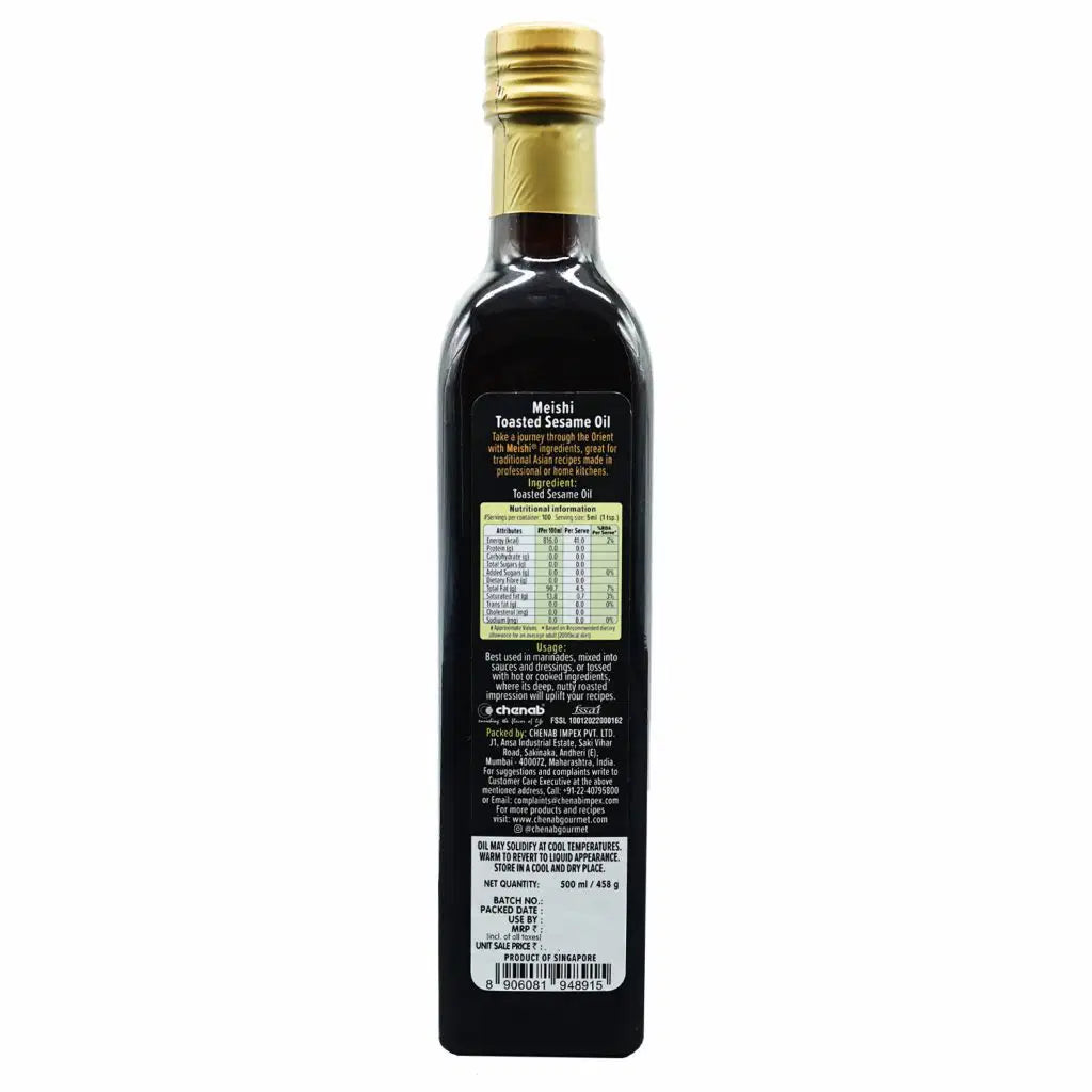 Sesame Oil | Toasted - Fragrant &amp; Flavourful Oil To Uplift All Traditional Recipes - Great For Both Cooking &amp; Finishing - Meishi - 500ml