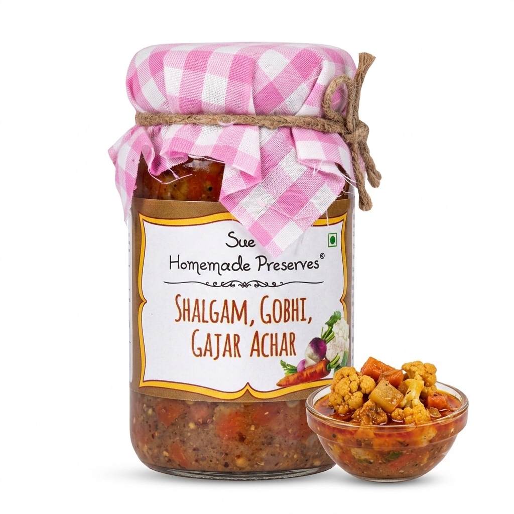 Pickle | Shalgam Gobhi Gajar Achar -No Artificial Preservatives or Colouring - Sue&
