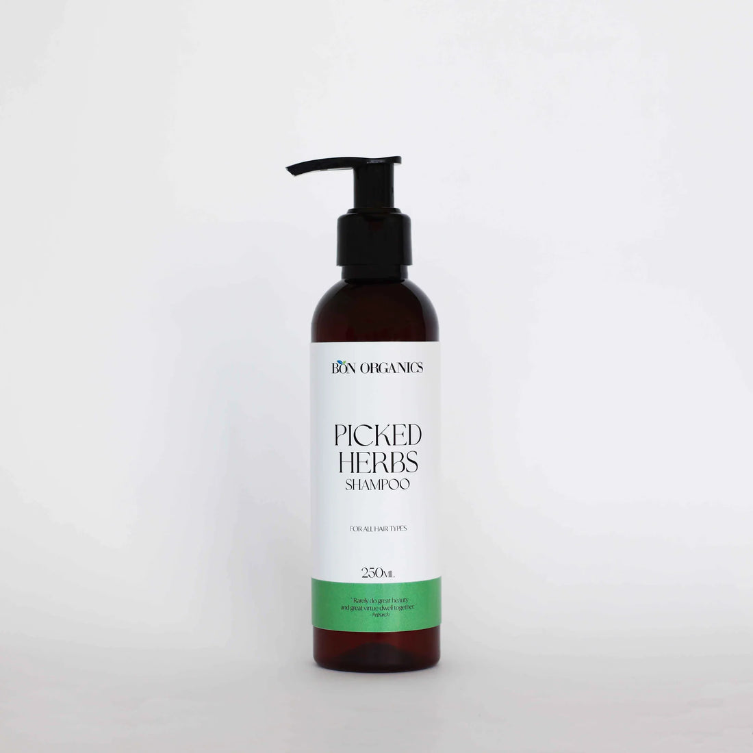 Shampoo | Picked Herbs - For All Hair Types - No Harsh Chemicals, No Alcohol, No Animal Products & No Paraben Sulphates - Bon Organics - 250ml