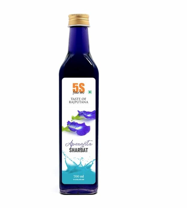 Sharbat | Aparajita - Taste Of Rajputana – Natural Ingredients - No Added Artificial Colors, Distillation & No Added Preservatives – 5S Farm – 700ml