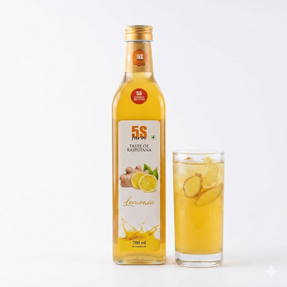 Sharbat | Lemonia – Taste Of Rajputana – No Added Artificial Colors, Distillation &amp;amp; No Added Preservatives – 5S Farm – 700ml